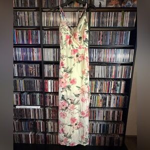 Speechless Floral Maxi Dress XS Cream Pink Spaghetti Strap Spring Garden Dress